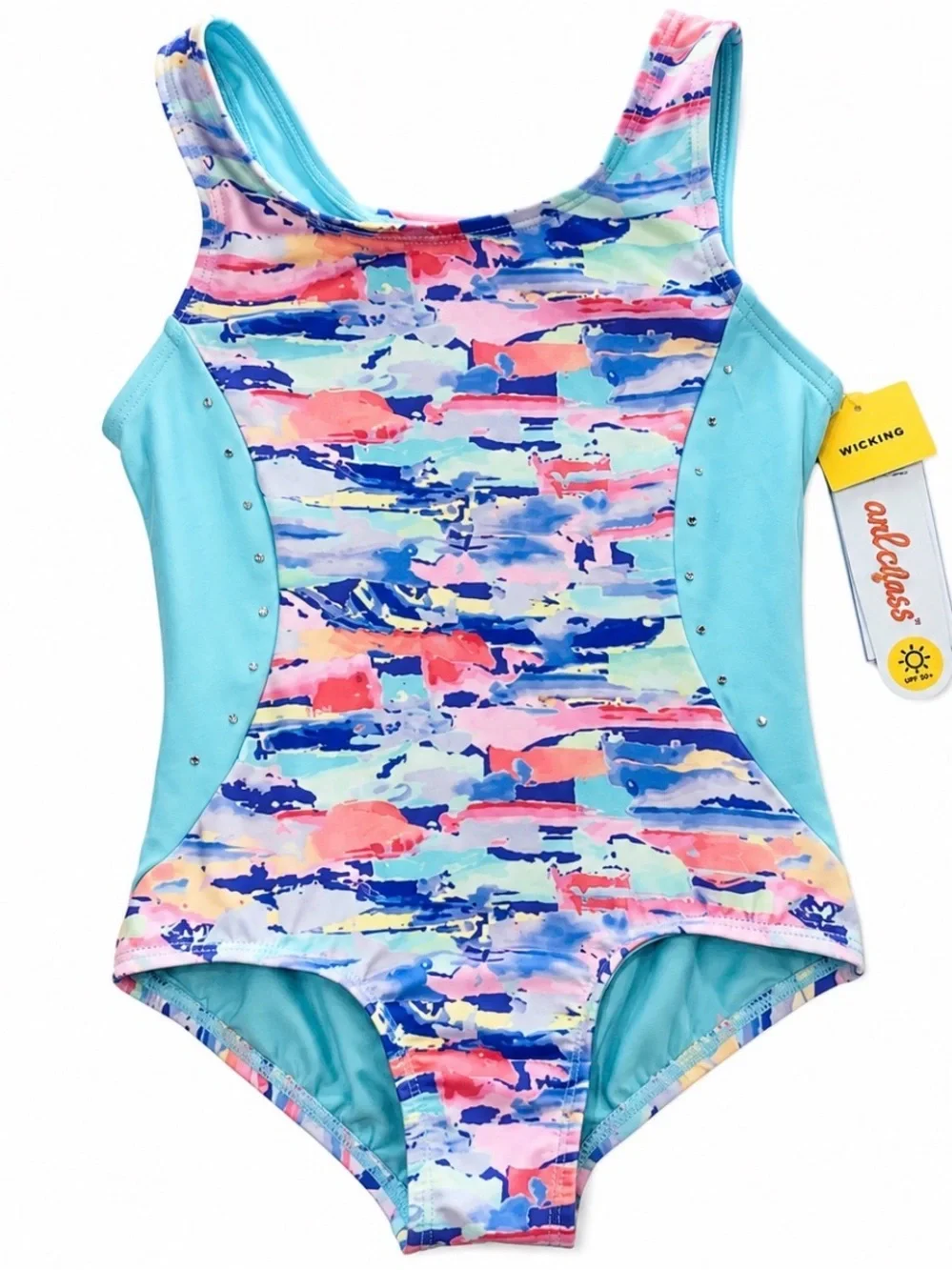 Art Class Girls Swimsuit XS 4/5 Multicolor One Piece UPF 50+ NWT